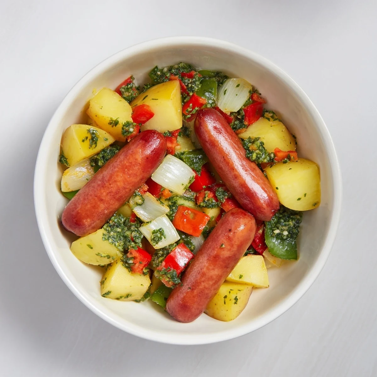 Golden, flavorful Rustic Flint-Style Kielbasa and Cabbage Hash, topped with parsley, ready for a delicious gluten-free dinner.