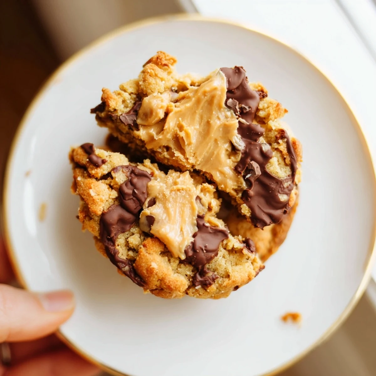 Golden brown peanut butter chocolate chip cookies with visible chocolate chunks, ready to enjoy.