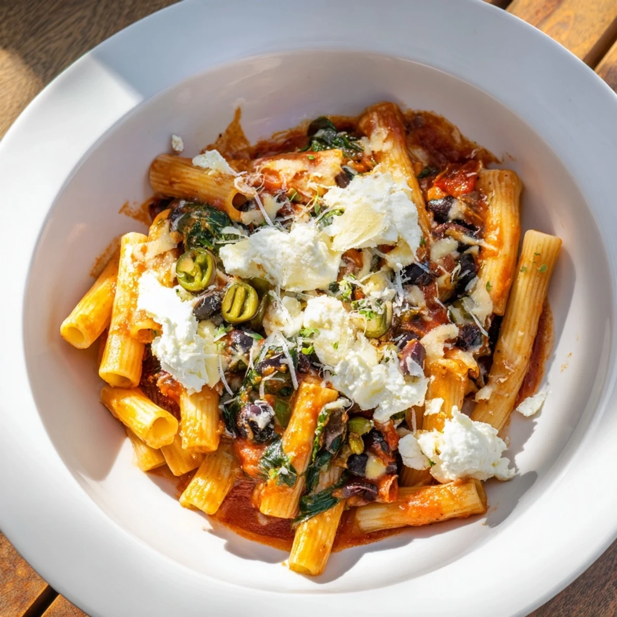 Warm Baked Ziti Spinach