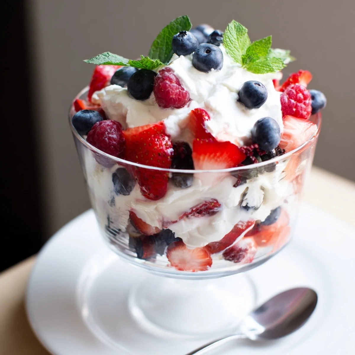 Fresh and vibrant, a Berry Parfait with Whipped Cream layers juicy berries and creamy whipped perfection.