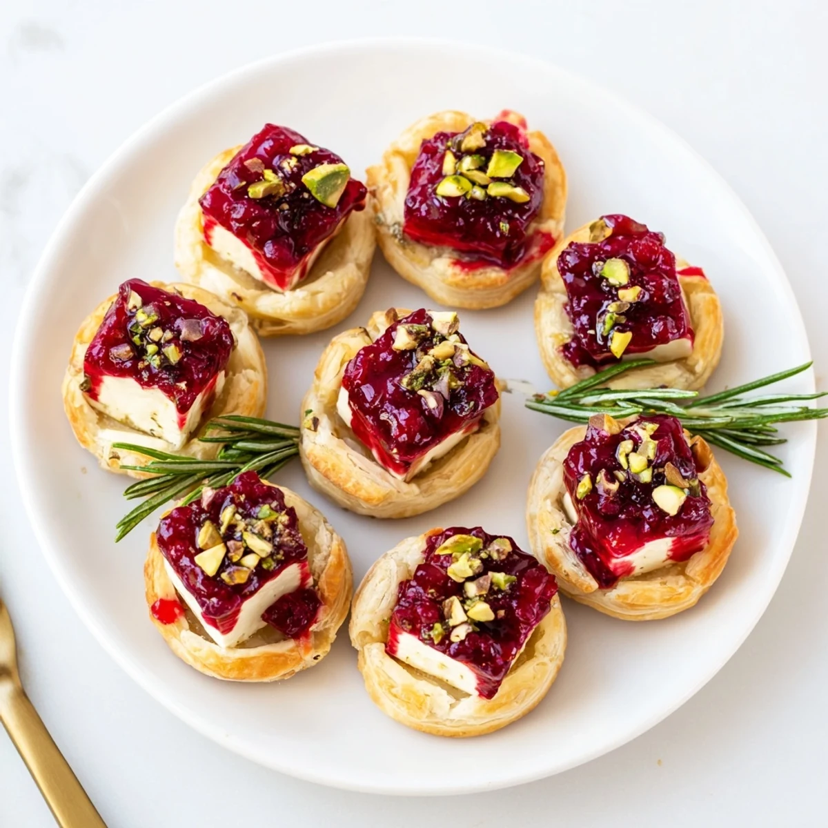 These beautiful Mini Cranberry Brie Tart Wreaths feature warm, melted Brie with tart cranberry sauce on buttery pastry.