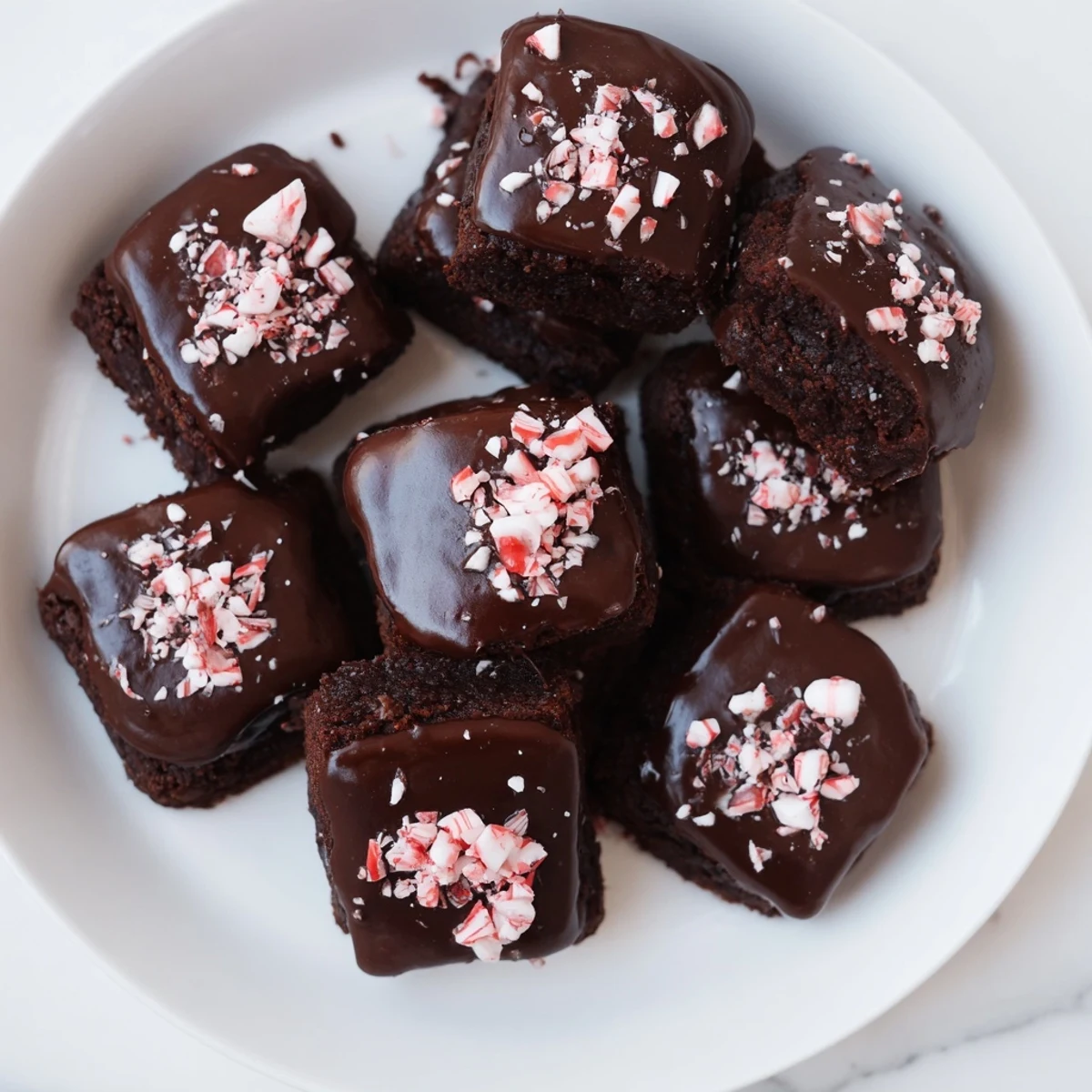 Festive arrangement of rich, decadent Peppermint Mocha Brownie Bites, perfect for sharing and indulging.