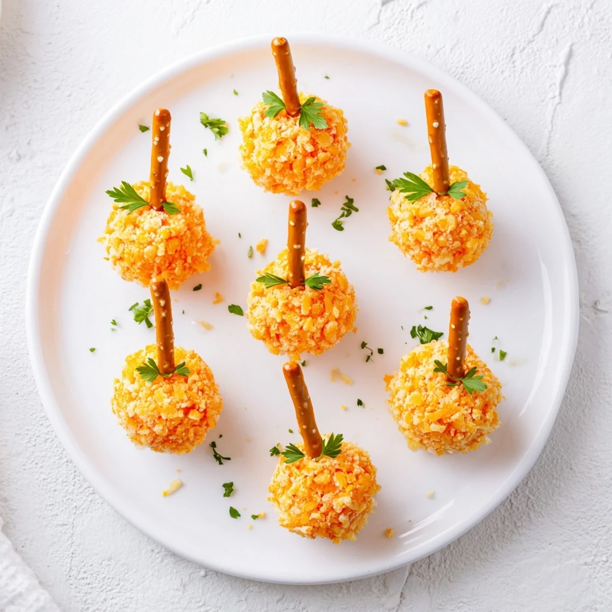 A delightful Pumpkin Patch Grid appetizer with orange cheese pumpkins on a bed of fresh greens.