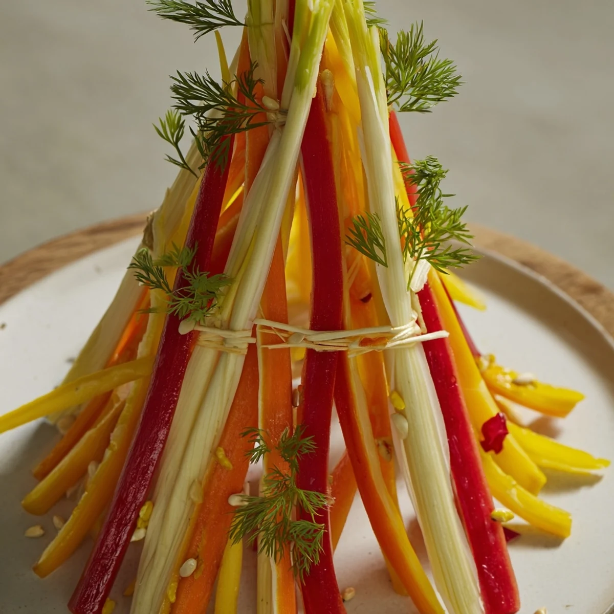 This beautiful Bonfire Warmth Centerpiece, made with fresh produce, is a delicious and edible appetizer for your party.