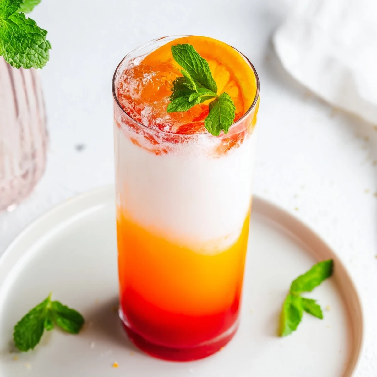 Enjoy an Alpine Sunrise: the layered mocktail with a refreshing sunrise effect, ready to serve.