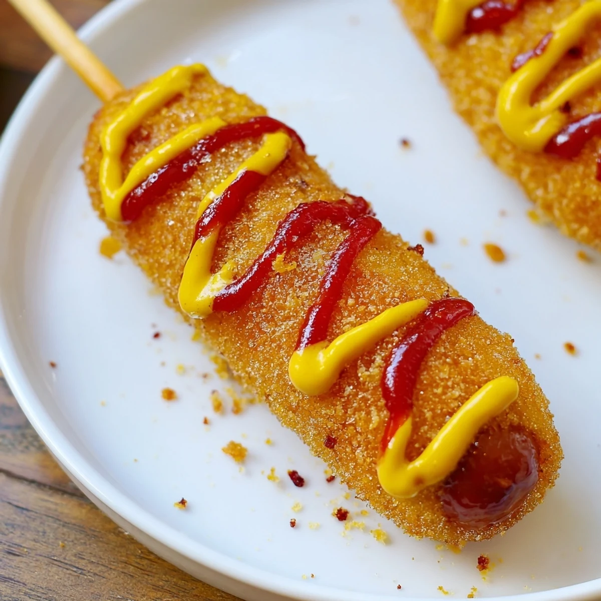 Delicious and sweet Korean-inspired corn dogs, easily imagined with a light and fluffy batter.