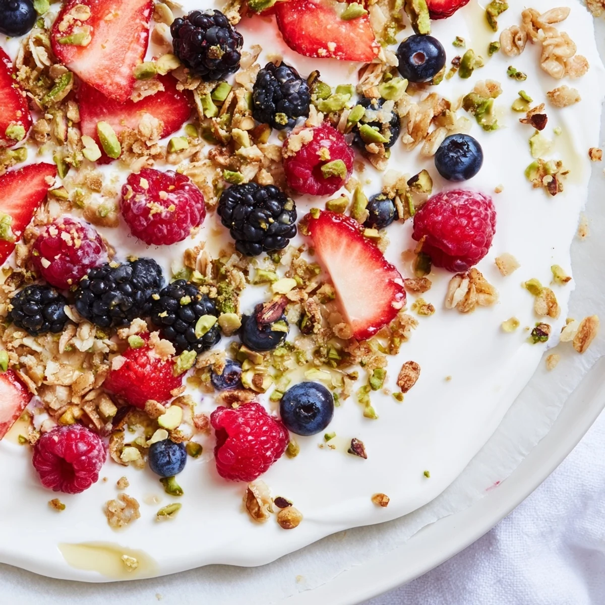 Vibrant Berry Yogurt Bark showcasing a colorful mix of berries frozen within creamy, sweet yogurt.