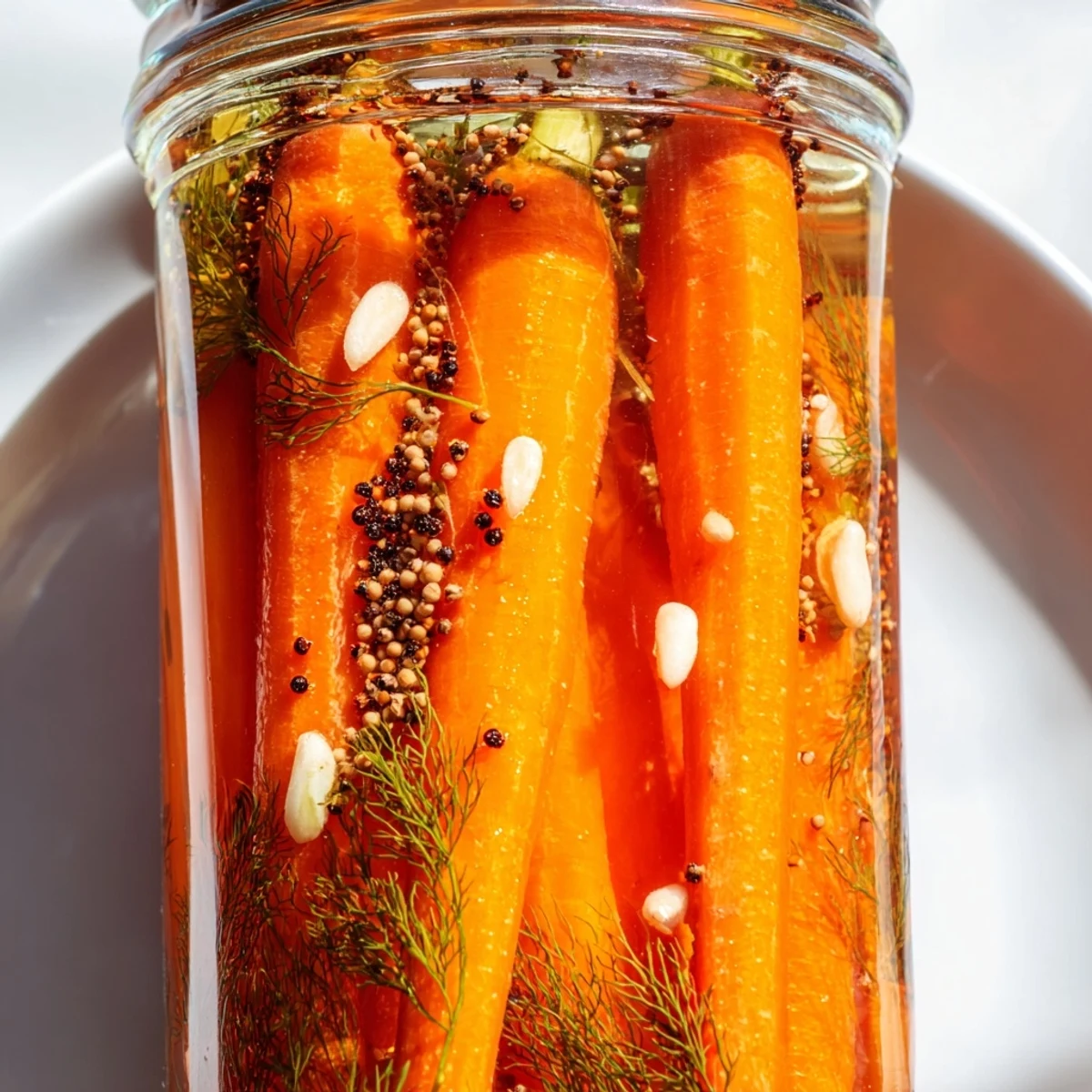 These tangy quick pickled carrot spears are ready to eat, served alongside a sandwich or on a cheeseboard.