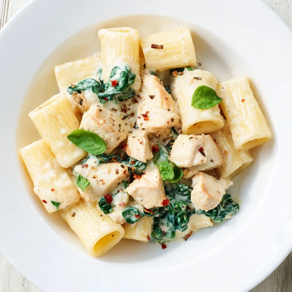 Creamy Budget-Friendly Marry Me Chicken Pasta with golden chicken pieces and spinach, ready to enjoy.