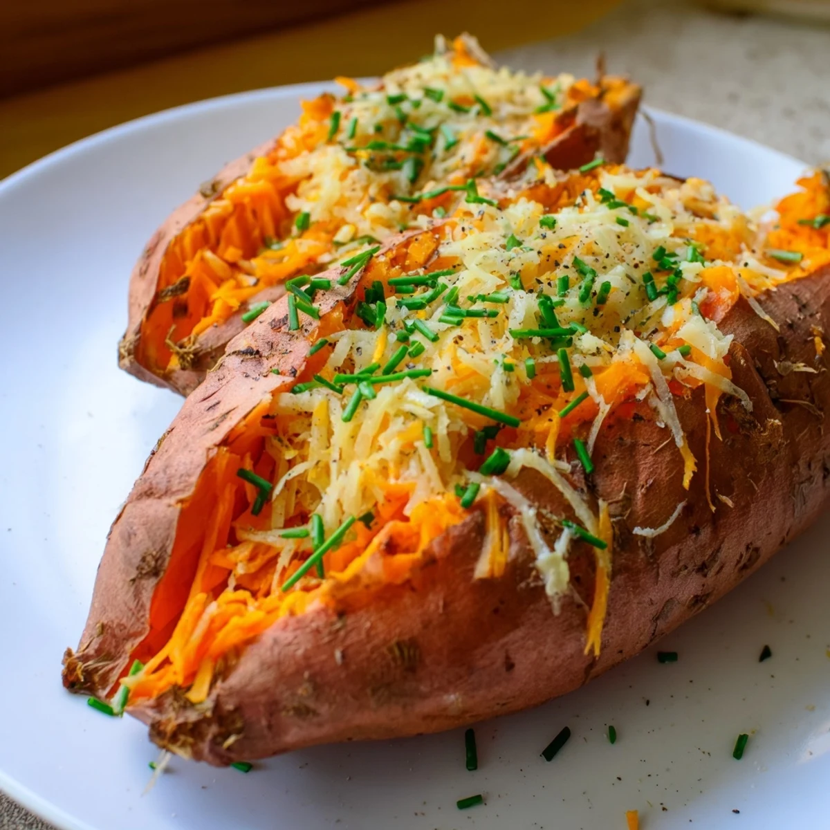 Steaming, cheesy Sweet Potato & Cheese Whole Roast, a hearty vegetarian main course to enjoy.