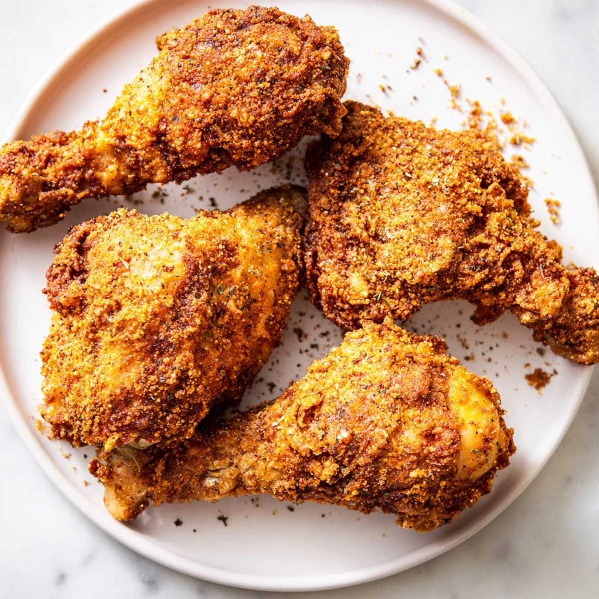 Crispy bite reveals the juicy meat inside this expertly prepared KFC-style crispy chicken recipe, seasoned to perfection.