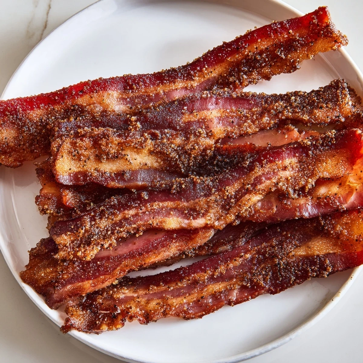 Crispy Snoop Dogg Billionaire Bacon with a glistening brown sugar glaze, ready to be devoured.