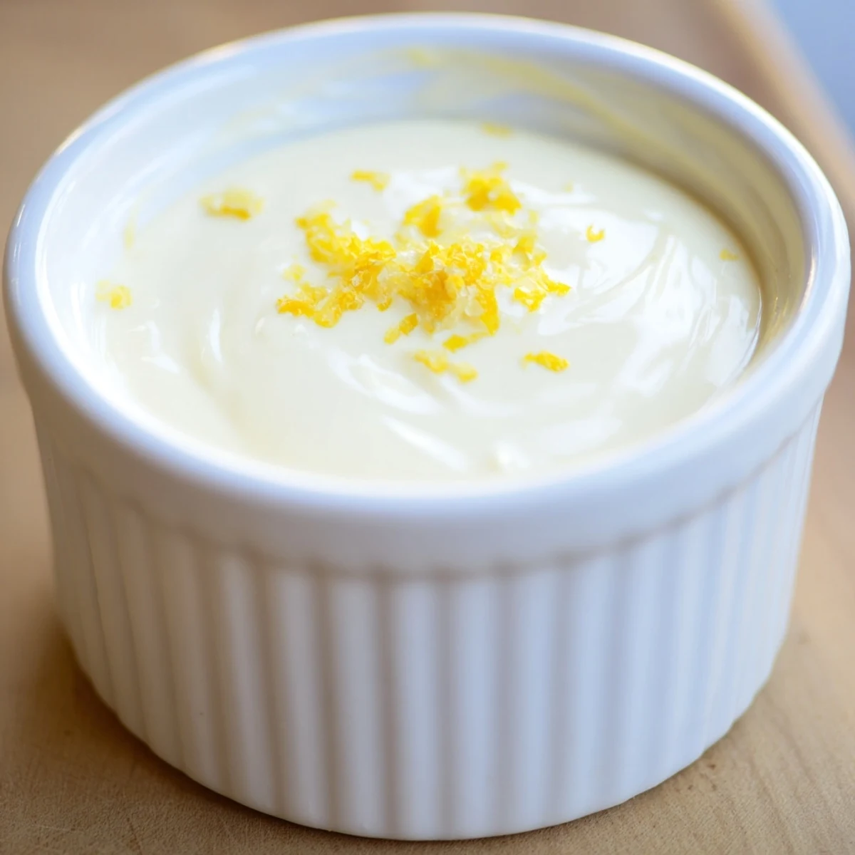 Creamy, tangy 3-Ingredient Lemon Posset, a British dessert poured into elegant glass ramekins ready to chill.
