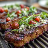 Sweet grilled peaches paired with creamy burrata, fresh arugula, and tangy balsamic drizzle create a colorful, flavorful salad.