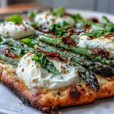 Roasted Asparagus Flatbread with Burrata