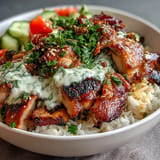 Fresh Middle Eastern Shawarma Bowl, a hearty meal with spiced chicken and crisp veggies.