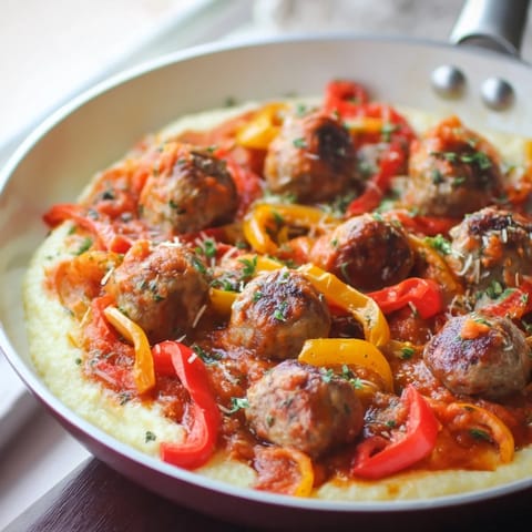 A close-up shows the delightful blend of sausage and peppers in Herb-Cozy Skillet Sausage and Peppers recipe.