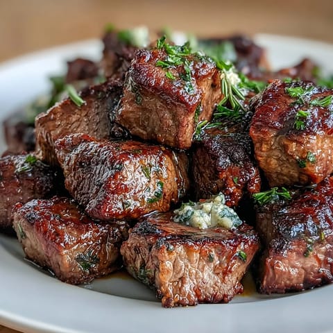 Juicy steak bites seared with garlic and fresh herbs, served hot from a single pan for an easy, flavorful dinner.