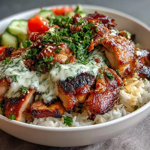 Fresh Middle Eastern Shawarma Bowl, a hearty meal with spiced chicken and crisp veggies.