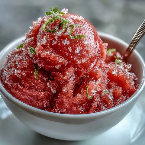 Frozen watermelon sorbet with lime, an icy, sweet summer treat to enjoy.