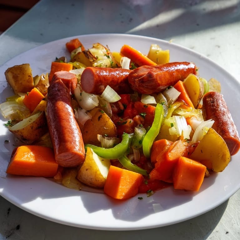 Savory Rustic Flint-Style Kielbasa and Cabbage Hash served hot, ready for a comforting Midwestern meal with mustard.