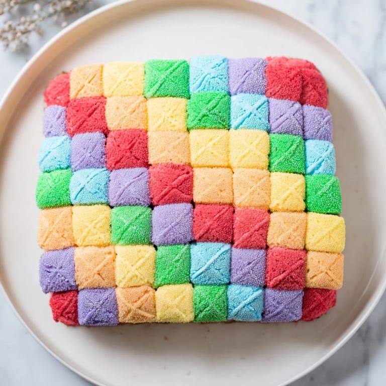 This decadent Cozy Quilt Patchwork Cake, with buttercream, is a truly amazing dessert.