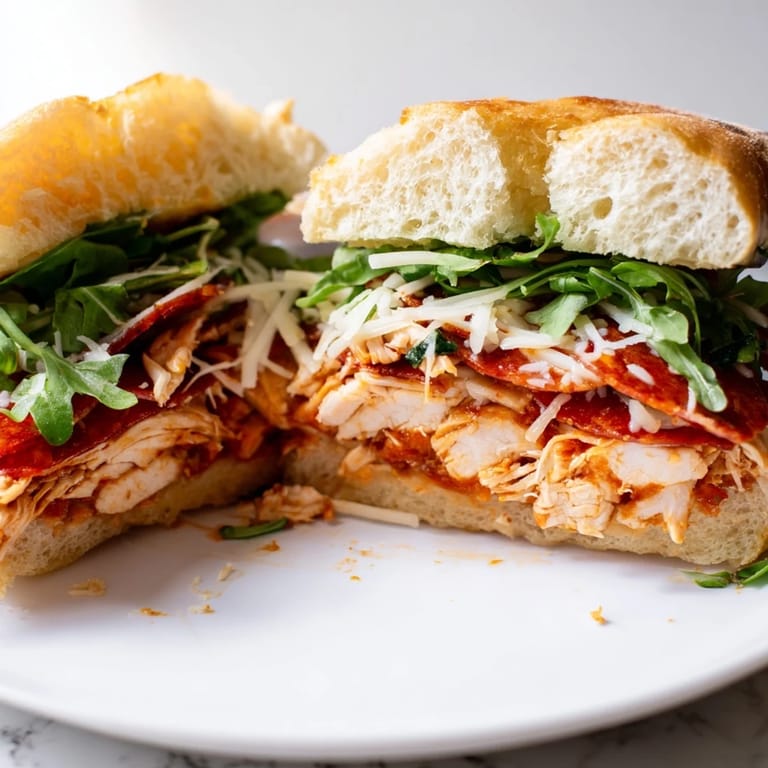 Grilled to perfection: a hearty Leftover Pizza Chicken Sandwich served with a side of marinara for dipping.