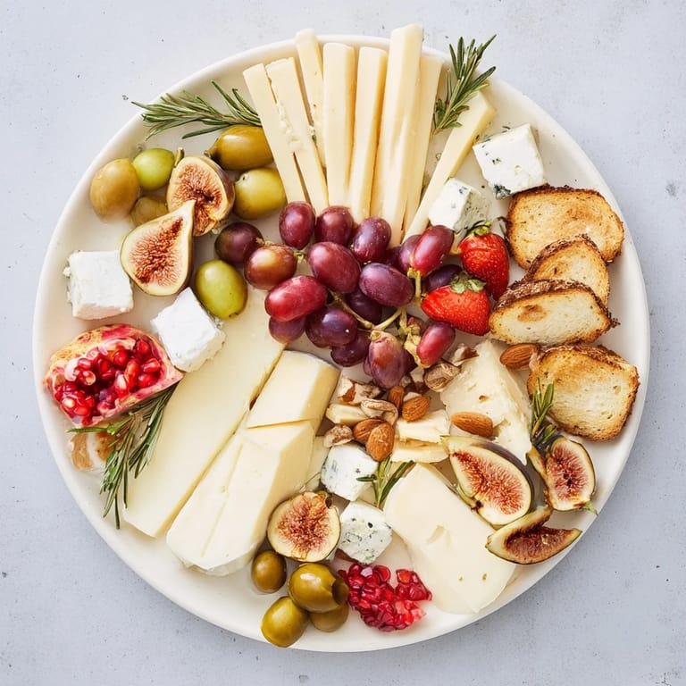 This "Final Curtain" grazing board features a lavish array of cheeses, crackers, and delicious garnishes.