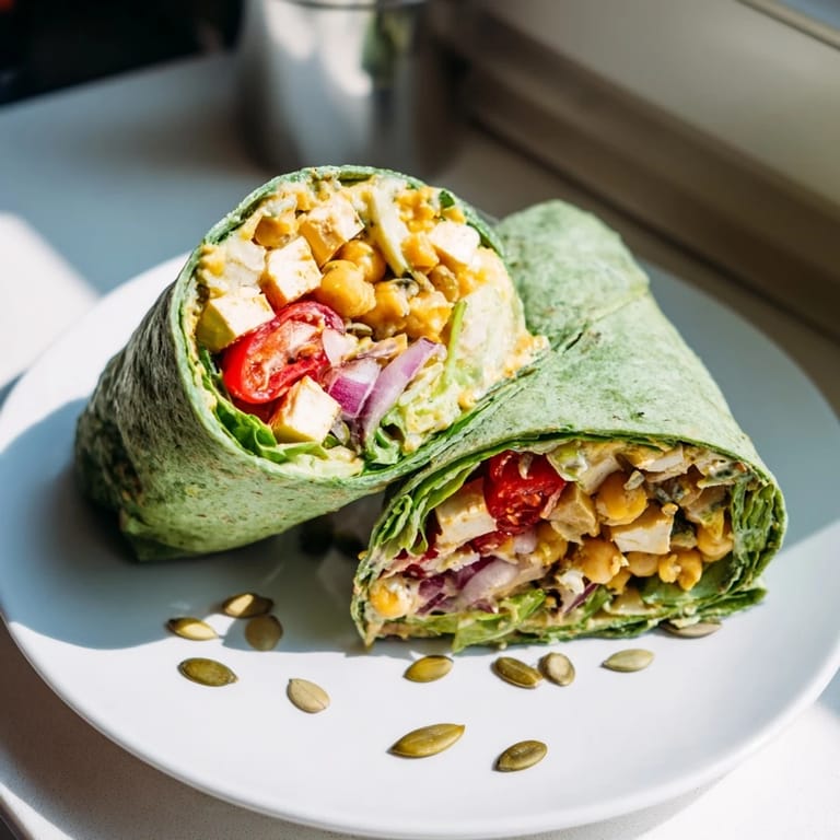 These flavorful High-Protein Chicken-less Caesar Wraps are filled and ready to enjoy now!