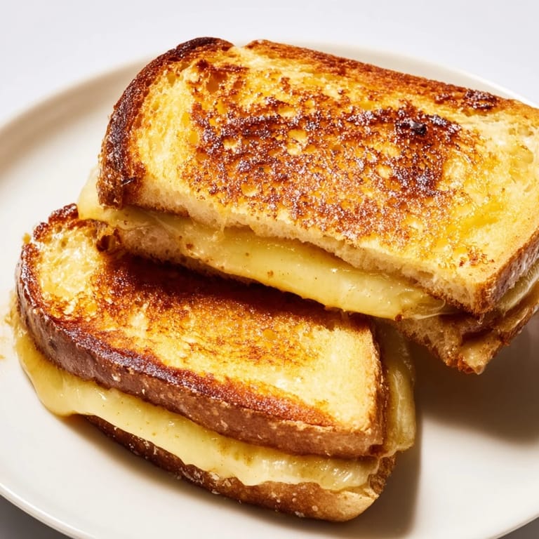 Deliciously spicy-sweet Honey Chipotle Butter Grilled Cheese on a plate, ready to be sliced and enjoyed.