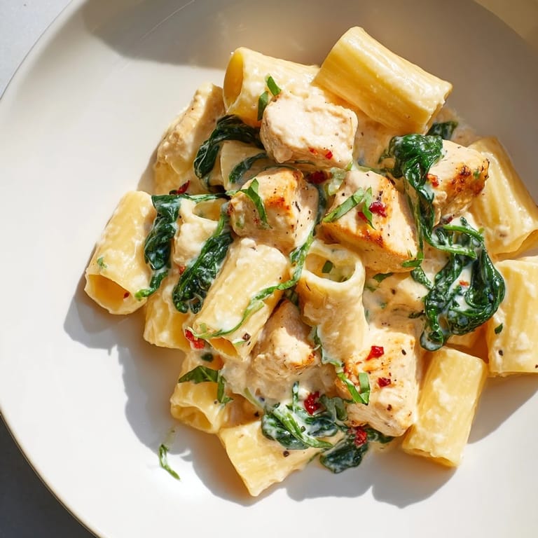 A heaping plate of Budget-Friendly Marry Me Chicken Pasta: creamy sauce, tender chicken, and fresh basil garnish.