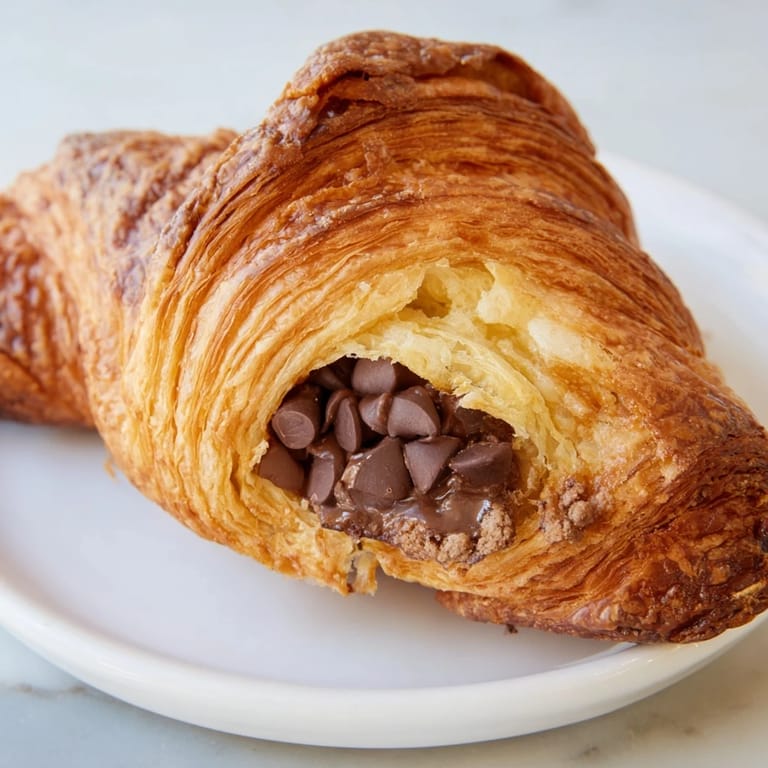 Close-up of baked Viral Crookies, showing flaky croissant layers and soft cookie dough filling.