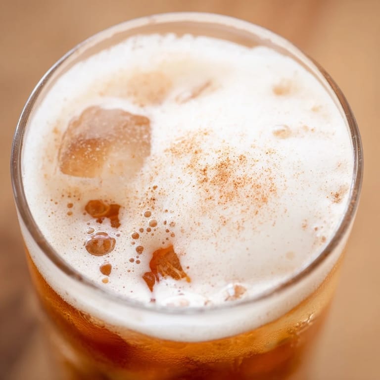 A refreshing glass of Iced Chai Tea with Cold Foam served over ice, showcasing the rich spices and creamy texture.