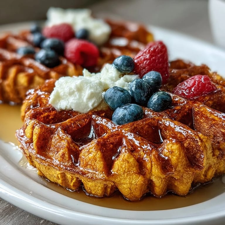 Close-up of warm Anti-Inflammatory Adaptogenic Turmeric Waffles dusted with cinnamon sugar.