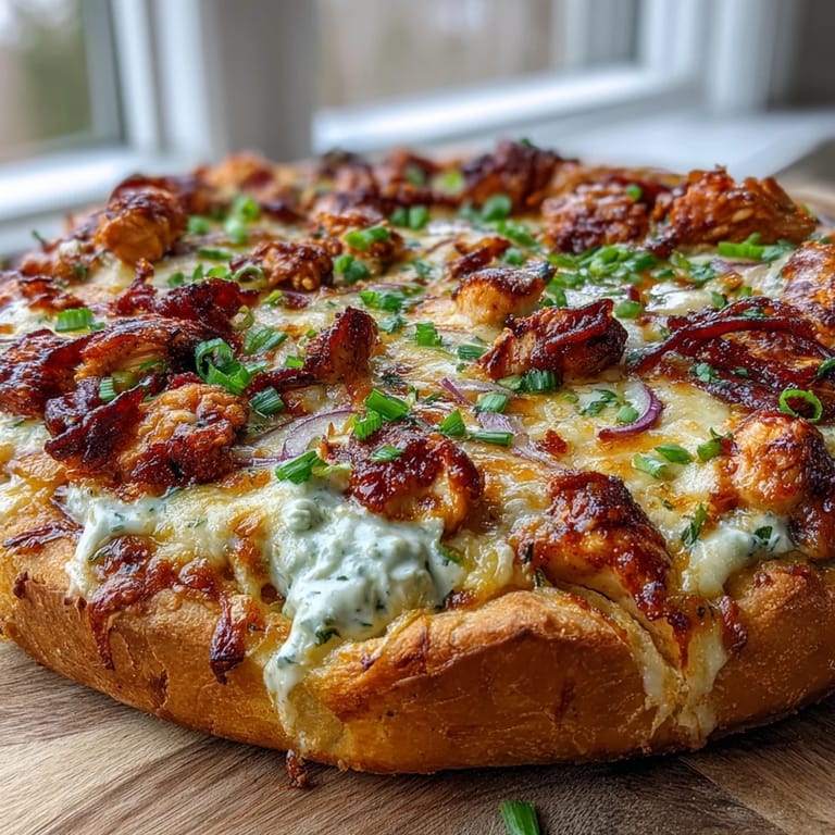 Homemade Buffalo Chicken Pizza with golden edges and blue cheese crumbles, served hot with celery sticks for dipping alongside an ice-cold beer.
