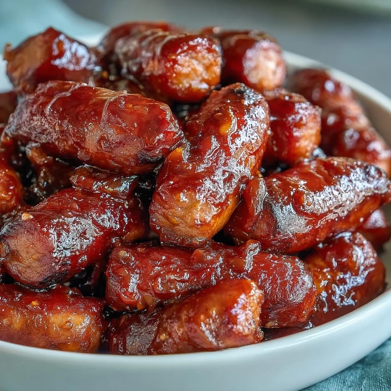 Perfect party appetizer Crock Pot BBQ Cocktail Sausage with toothpicks and pickle spears for easy game-day snacking.