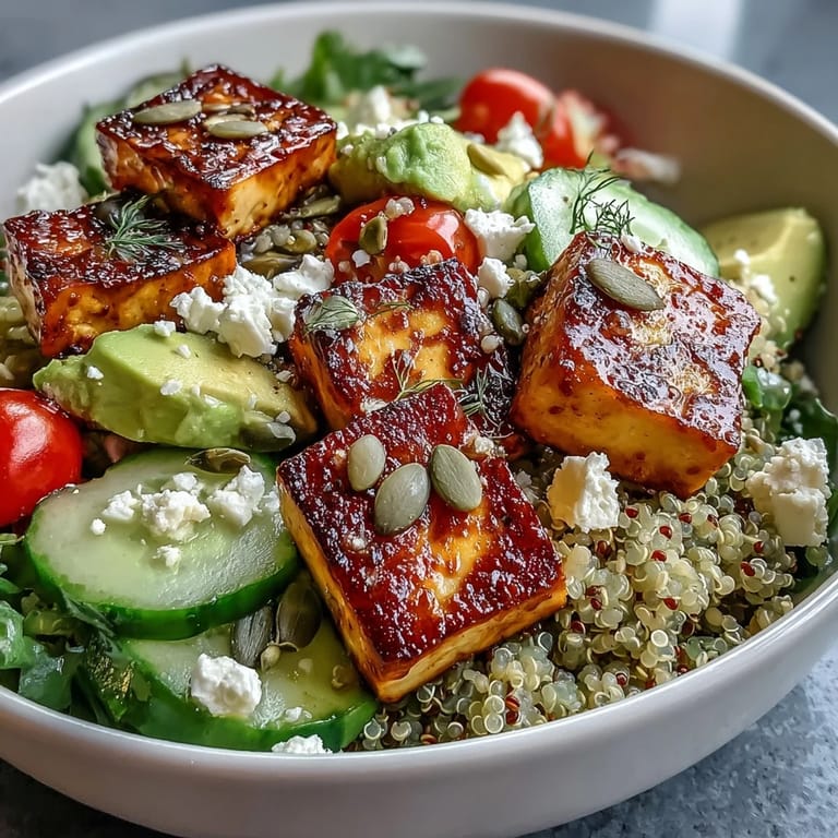 Colorful Simple Grain Bowl featuring grilled chicken, fresh veggies, and herbs, served in a ceramic bowl with a light vinaigrette for a healthy lunch.