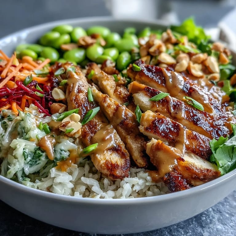 Coconut rice peanut bowl garnished with peanuts and lime wedges, ready for a delicious meal.
