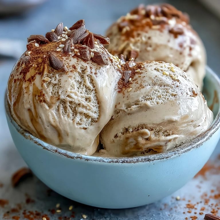 Rich Hojicha Ice Cream in a waffle cone, topped with a drizzle of sweetened condensed milk.