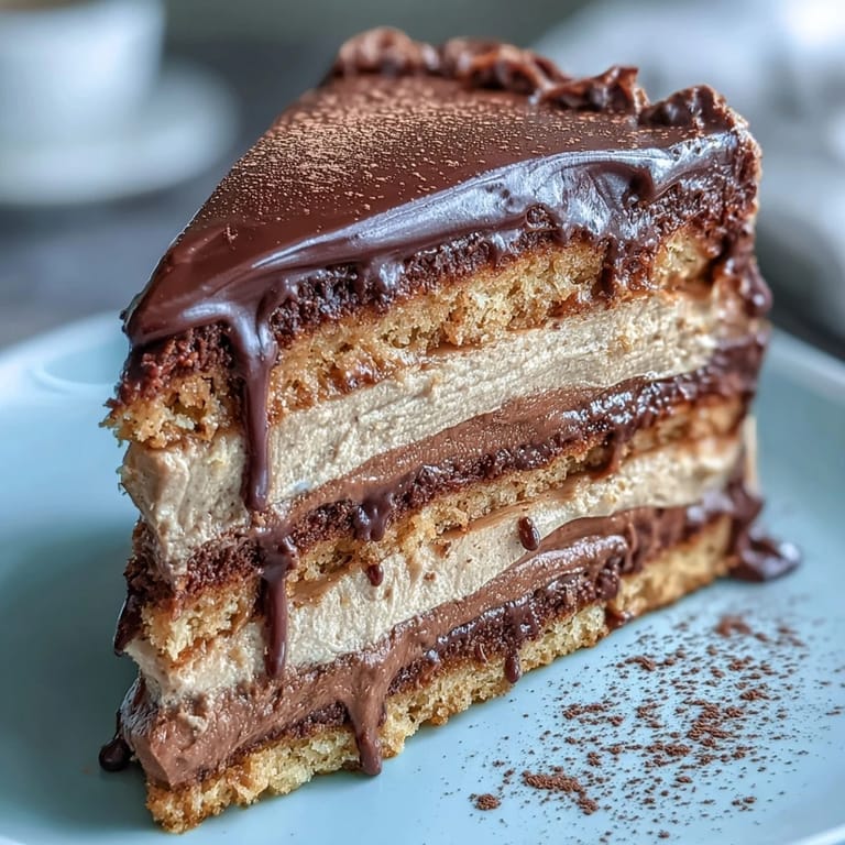 Perfectly moist Hojicha Butter Cream Cake with smooth ganache dripping down the sides, ideal for tea lovers.