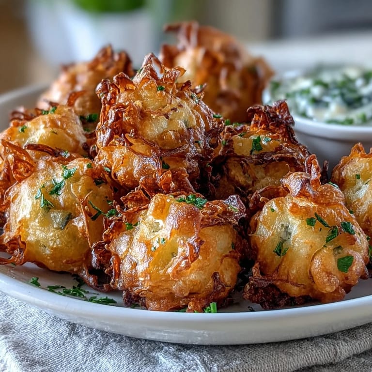 Golden fried dandelion flower fritters, delicately crispy, paired with a creamy herb yogurt dipping sauce for a delightful appetizer.  