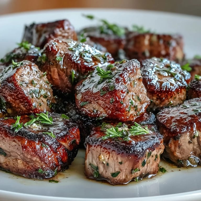Sizzling steak bites cooked in one pan with garlic butter and aromatic herbs, perfect for a quick weeknight meal.