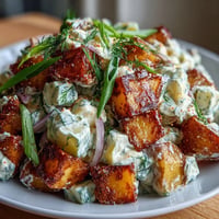 Creamy Juneteenth Soul Food Potato Salad with tangy pickles and mustard.